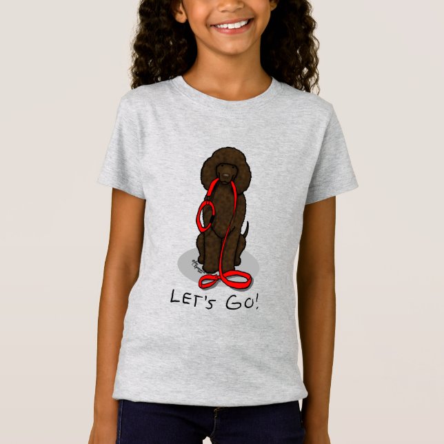 Camiseta Vamos! Cachorro Irish Water Spaniel (fígado 1) (Frente)