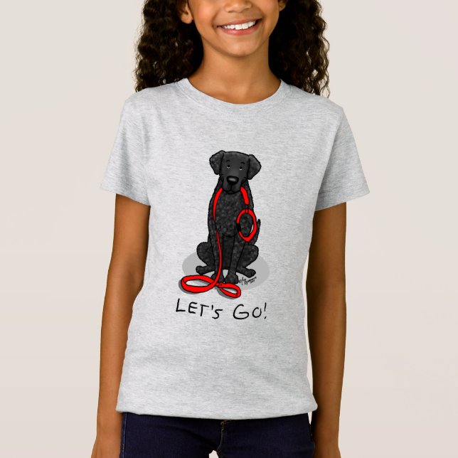 Camiseta Vamos! Cachorro Retriever de Capa Ondulada (preto) (Frente)