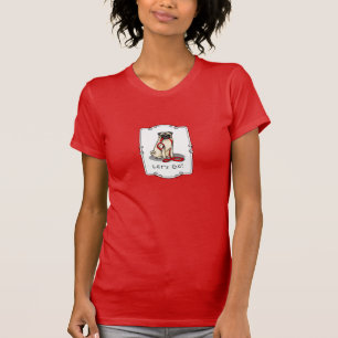 Camiseta Vamos! (caminhada) Cachorro-Pug (desmazelado claro