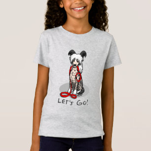 Camiseta Vamos! Caminhar Cão Crestado Chinês (hl blk wh 1)