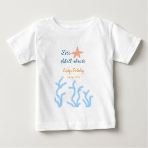 Camiseta Vamos comemorar debaixo do mar azul aniversário