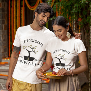 Camiseta Vamos comemorar Diwali verde e limpo