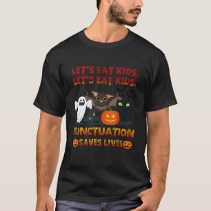 Camiseta Vamos Comer Crianças Pontuação Salva Vidas Gramáti