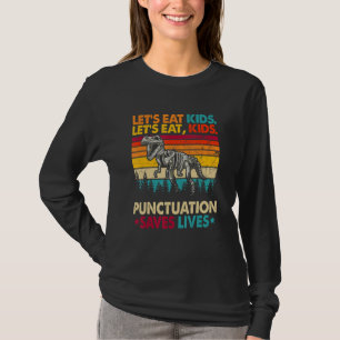 Camiseta Vamos Comer Crianças Pontuação Salva Vidas Gramáti