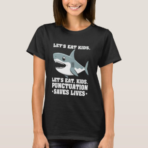 Camiseta Vamos Comer Crianças Pontuação Salva Vidas Gramáti