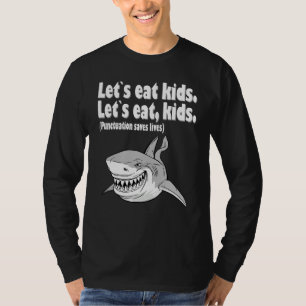 Camiseta Vamos comer crianças pontuação salva vidas gramáti