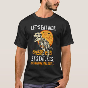 Camiseta Vamos Comer Crianças Pontuação Salva Vidas Grammar