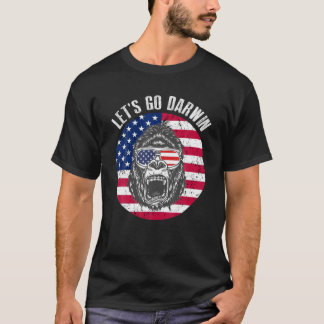 Camiseta Vamos Darwin Bigfoot American Flag Vamos Para Os E