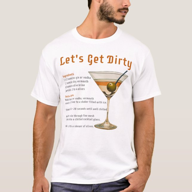 Camiseta Vamos De Hora De Cocktail Obter Receita De Martini (Frente)