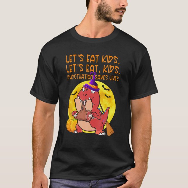 Camiseta Vamos Engraçado Pontuação Eat Kids Salva Vidas Gra (Frente)