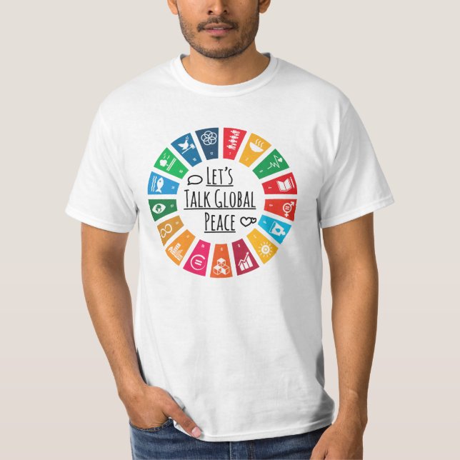 Camiseta Vamos Fala Sobre Paz Global Sustentável (Frente)