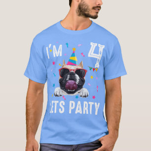 Camiseta Vamos Festejar 4º Aniversário Com O Bulldog Francê