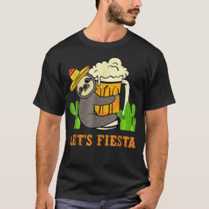 Camiseta Vamos Festejar Cerveja Sloth Bebendo Cinco De Maio
