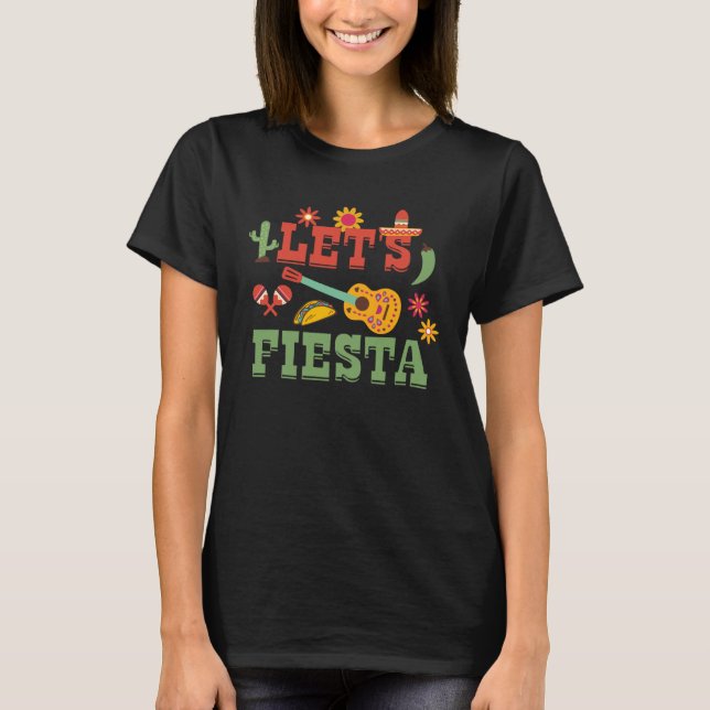 Camiseta Vamos Festejar Citação de Frase de Festa Cinco de  (Frente)