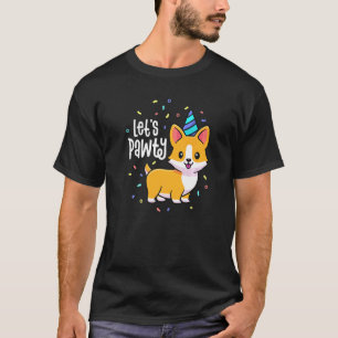 Camiseta Vamos Festejar Roupa de Aniversário do Corgi Infan
