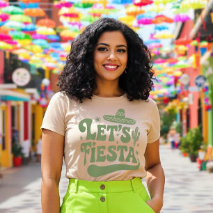 Camiseta Vamos Festejar Sombrero Groovy Cactos Festivo