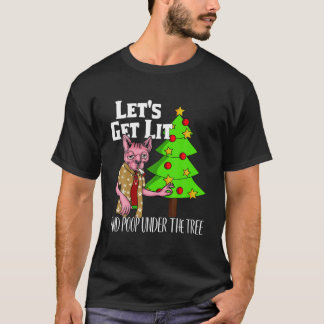 Camiseta Vamos Fica Engraçado Gatinho de pijama de Natal