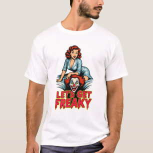 Camiseta Vamos Ficar Doidos – Pin-Up Retro & Palhaço Assust