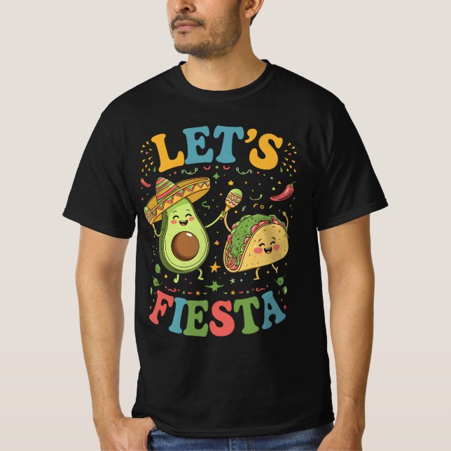 Camiseta Vamos Fiesta Avocado E Tacos Cinco De Mayo (Frente)