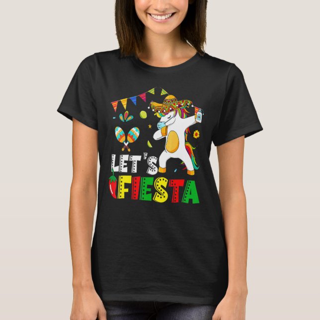 Camiseta Vamos Fiesta Unicorn Dabbing Cinco De Mayo mexican (Frente)