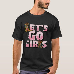 Camiseta Vamos Garotas Cowgirl Dança em Linha do Oeste Selv