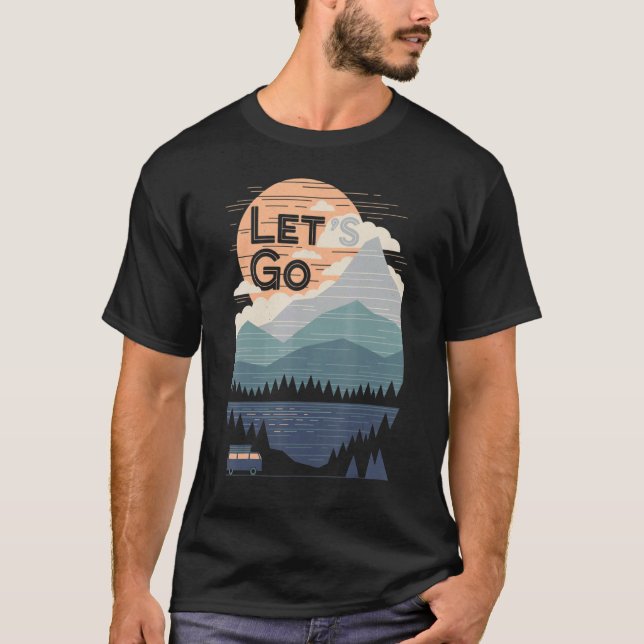 Camiseta Vamos Go Adventure Graphic Minimalist Mountain Cam (Frente)