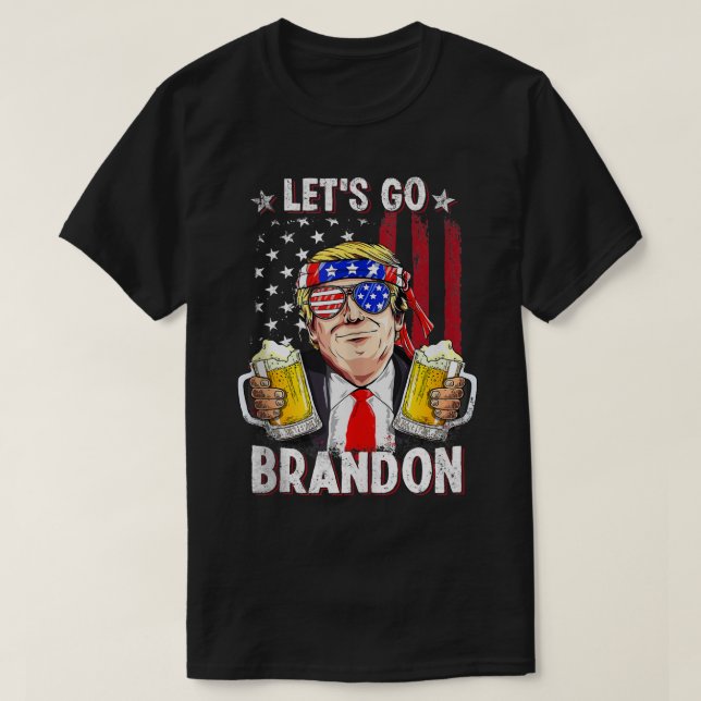 Camiseta Vamos Go Beer Brandon Happy 4 de julho Trump Beer (Frente do Design)