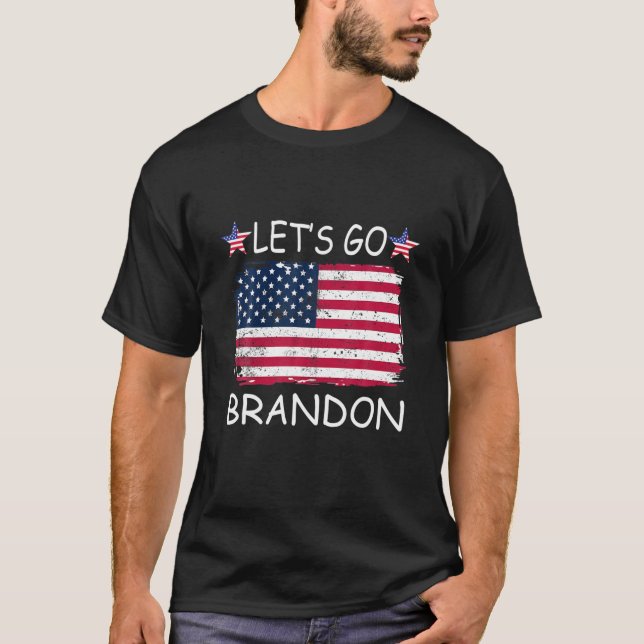 Camiseta Vamos Go Brandon Chant Impeach Biden USA Flag (Frente)