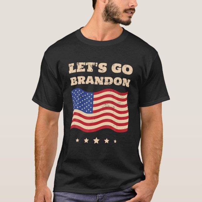 Camiseta Vamos Go Brandon US Flag Engraçado (Frente)
