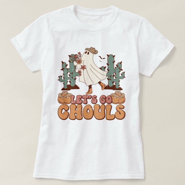 Camiseta Vamos Go Chouls Western Boo Ghost Dancer Halloween (Frente do Design)