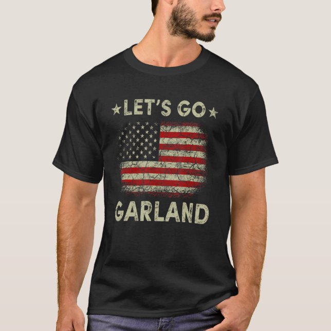 Camiseta Vamos Go Garland EUA Bandeira Policiais Homens Mul (Frente)
