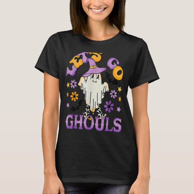 Camiseta Vamos Go Ghouls Groovy Halloween (Frente)