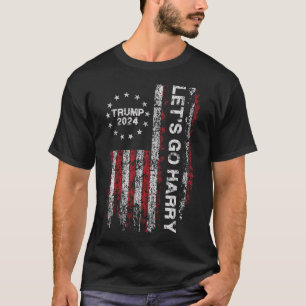 Camiseta Vamos Harry Engraçado Trump Bandeira dos EUA Vinta