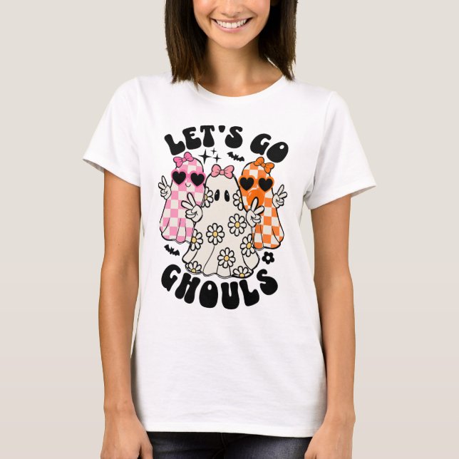 Camiseta Vamos Ir Ghouls Halloween Ghost Floral Spooky Seas (Frente)