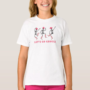 Camiseta Vamos Ir Ghouls Halloween Skeletons Pink Cowgirl