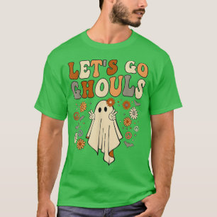 Camiseta Vamos Ir Ghouls Retro Groovy Halloween Ghost Pumpk