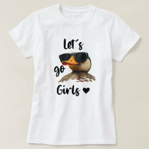 Camiseta Vamos Ir Meninas Coração Engraçado Pato Vestindo Ó