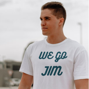 Camiseta vamos Jim, ginástica engraçada com texto azul