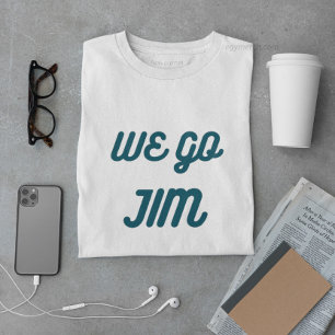 Camiseta vamos Jim, ginástica engraçada com texto azul