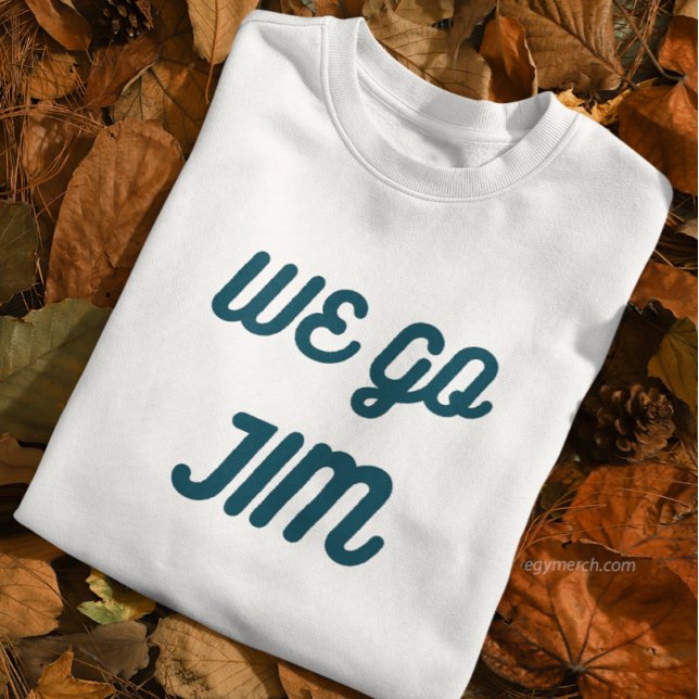 Camiseta vamos Jim, ginástica engraçada com texto azul (Criador carregado)