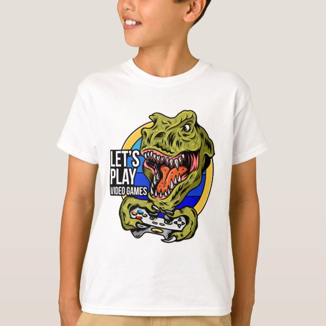 Camiseta Vamos Jogar T-Rex Gamer   (Frente)