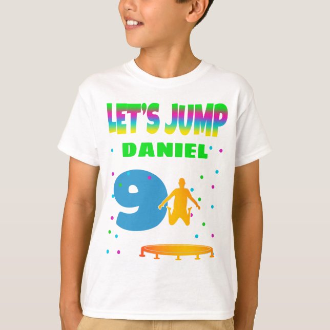 Camiseta Vamos Jump Trampoline Birthday Boy (Frente)