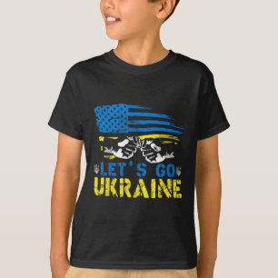 Camiseta Vamos Lá Bandeira Ucraniana Americana Ucrânia Nós