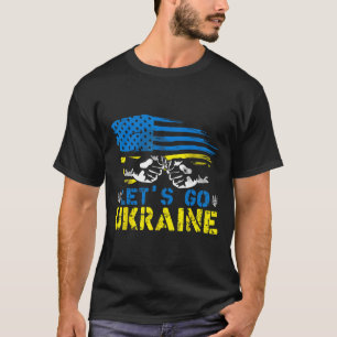 Camiseta Vamos Lá Bandeira Ucraniana Americana Ucrânia Nós