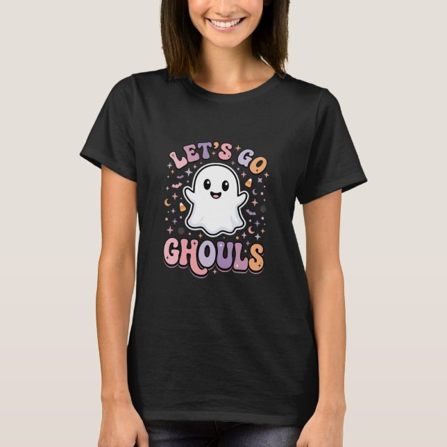 Camiseta Vamos Lá Espíritos Fofos de Halloween Design Gráfi (Frente)