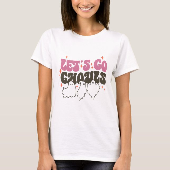 Camiseta Vamos Lá Espíritos Halloween Branco Fofo (Frente)