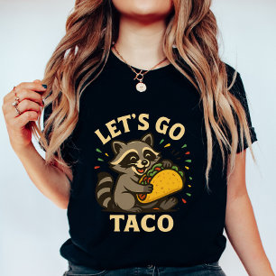 Camiseta Vamos Lá Taco Guaxinim; Comida Divertida e Fofa