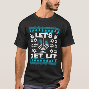 Camiseta Vamos Lit Chanukah Hanukkah Ugly Sweater Para