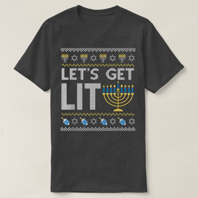 Camiseta Vamos Lit Chanukah Judeu Dreidel Hannukah (Frente do Design)