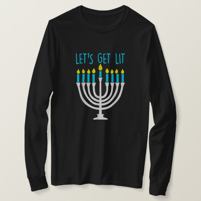 Camiseta Vamos Lit Hanukkah Chanukah Pajamas Boys Girls (Frente do Design)